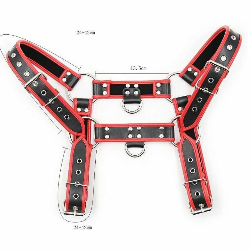 Sexy Männer Harness BDSM Rot – Produktansicht 6