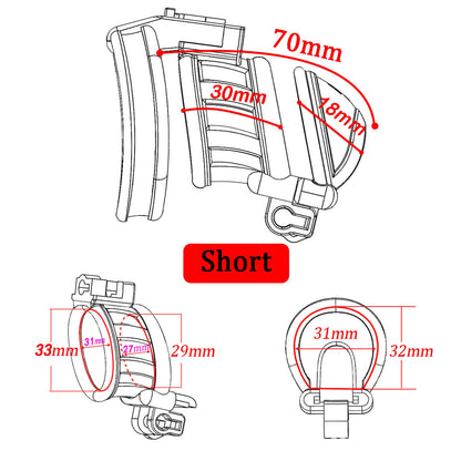 3D Double-headed Keuschheitskäfig mit 3 Rings