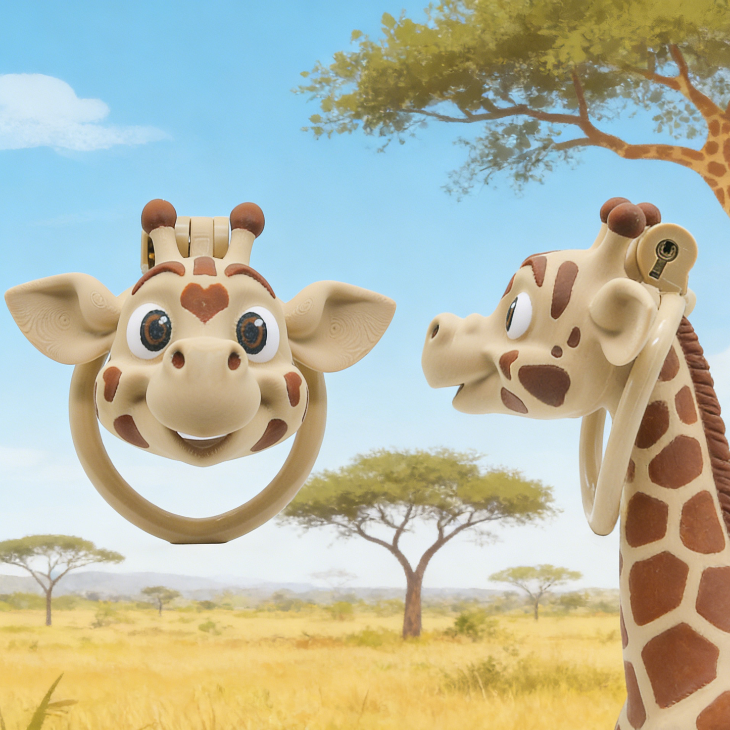 3D Giraffenkopf Keuschheitskäfig