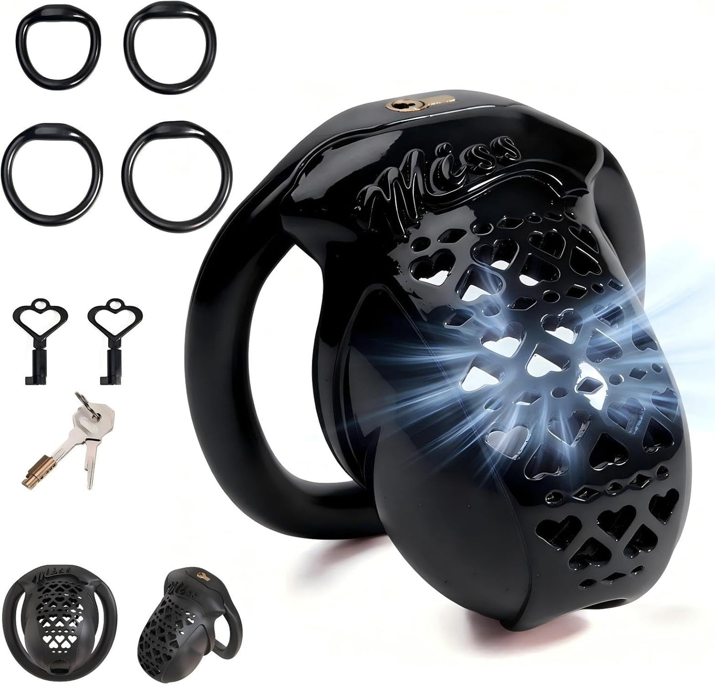 3D Bedrucktes Harz Keuschheitskäfig mit 4 Ringgrößen