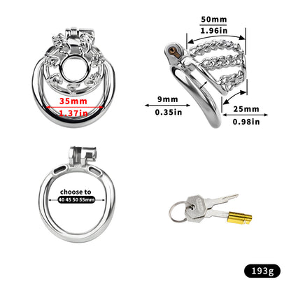 Chainmail Steel Chastity Cage with Belt - 2