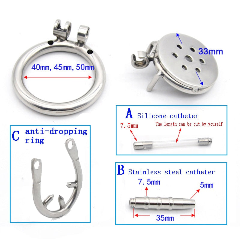 Keuschheitskäfig Metal mit Urethra-Sonde A399