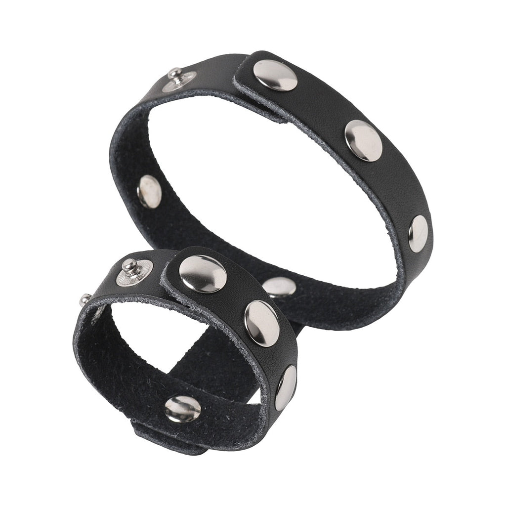 Kinky Leder Penisschutz mit zwei Ringen für Penis und Hoden