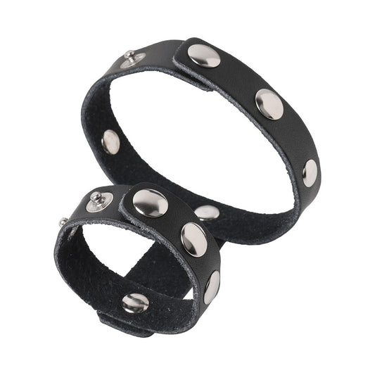 Kinky Leder Penisschutz mit zwei Ringen für Penis und Hoden – Produktbild
