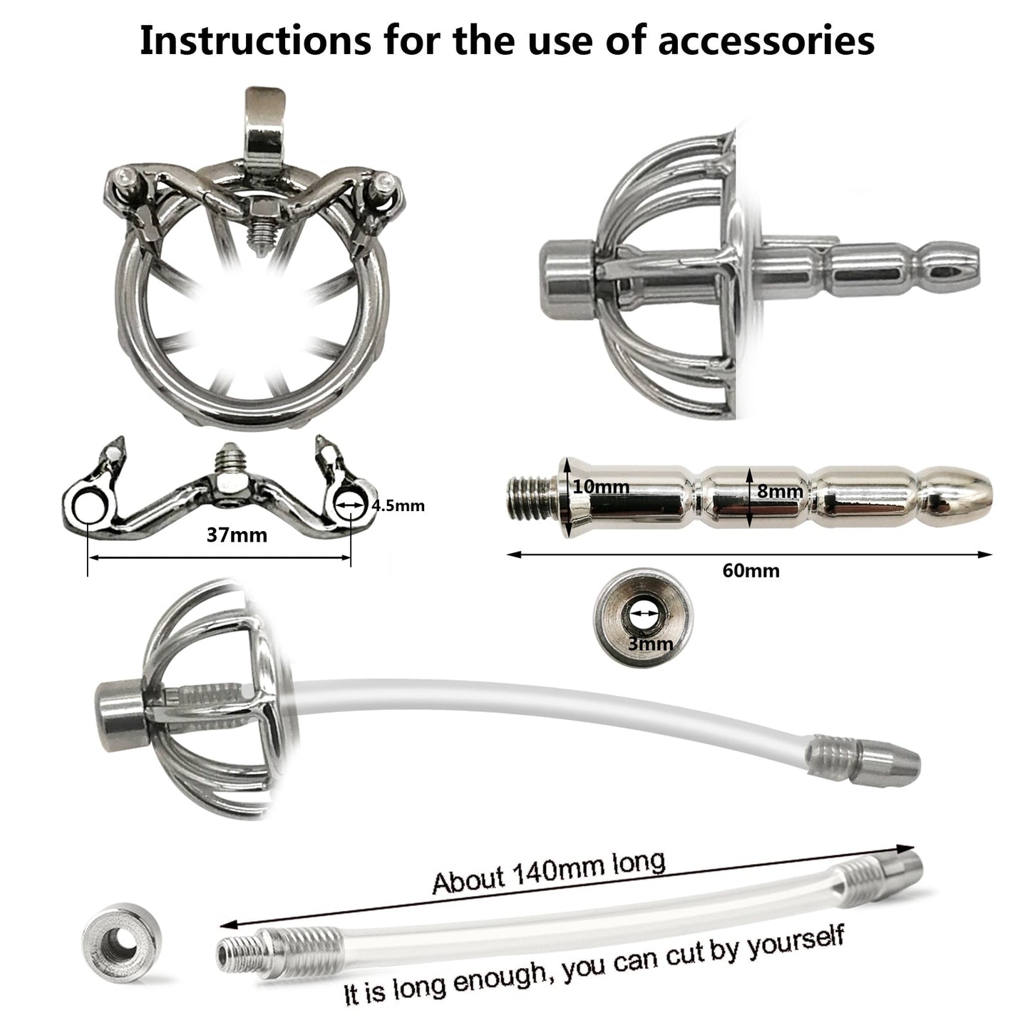 Keuschheitskäfig aus Metall mit Harnröhrenplug - S055 – Produktansicht 4