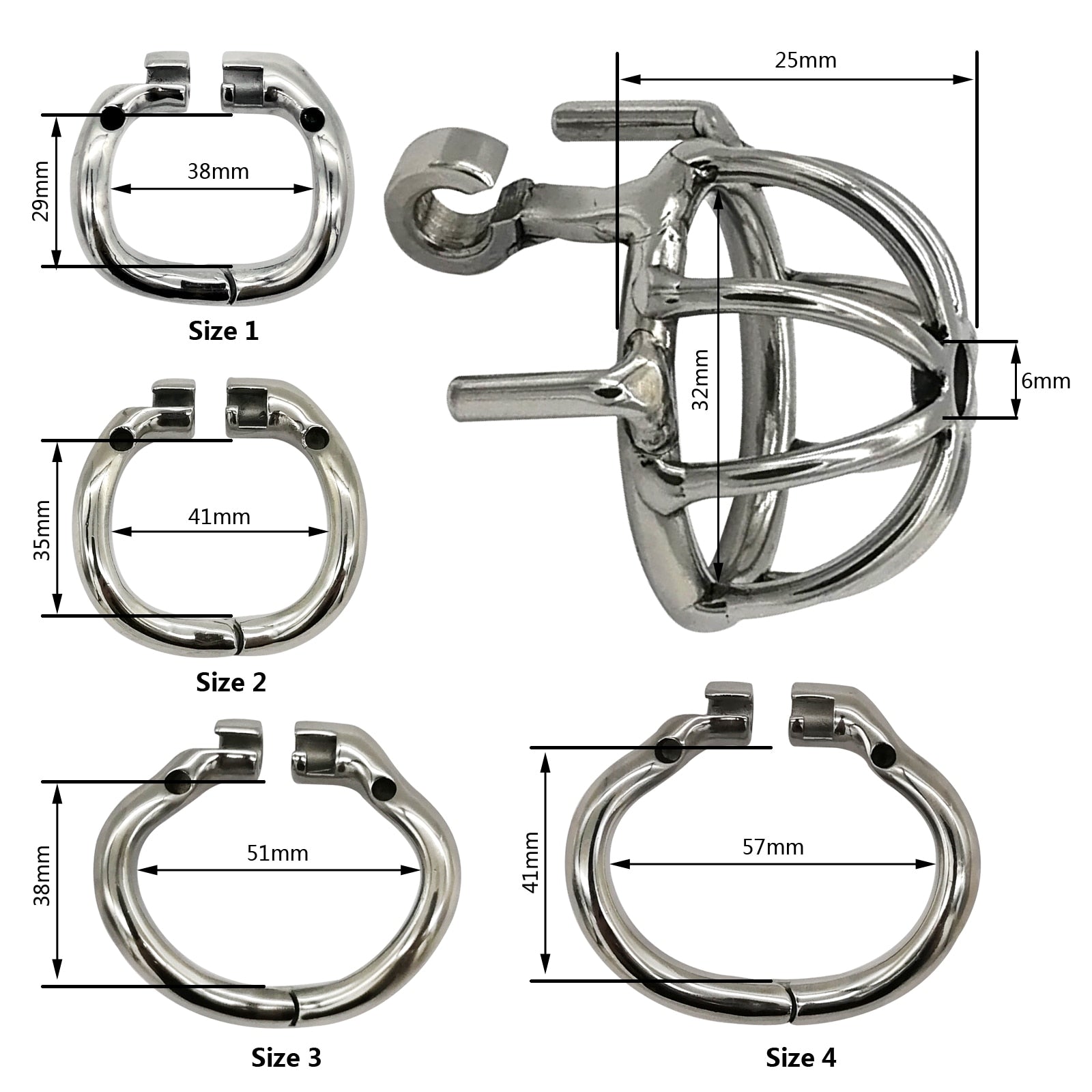 Keuschheitskäfig aus Metall mit Harnröhrenplug - S055