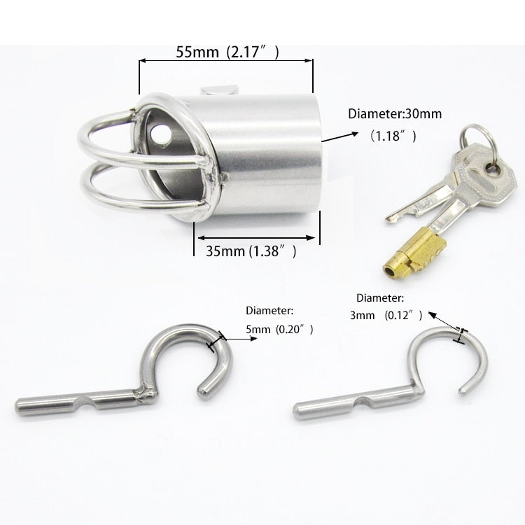 Peniskäfig aus Metall für Frenum oder Prince Albert Piercing Rohr 33mm A215 – Produktansicht 5