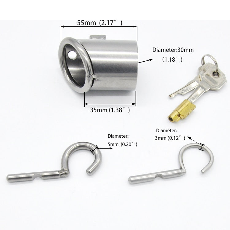 Keuschheitskäfig aus Metall mit Harnröhrenplug für PA Piercing Rohr 33mm A213 – Produktansicht 4
