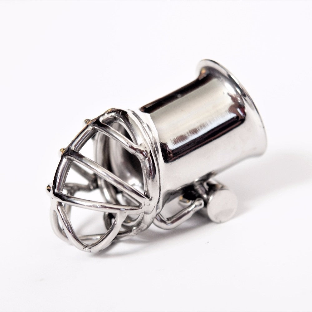Keuschheitskäfig aus Metall für Frenum-Piercing Rohr 28,5mm S082 – Produktansicht 2