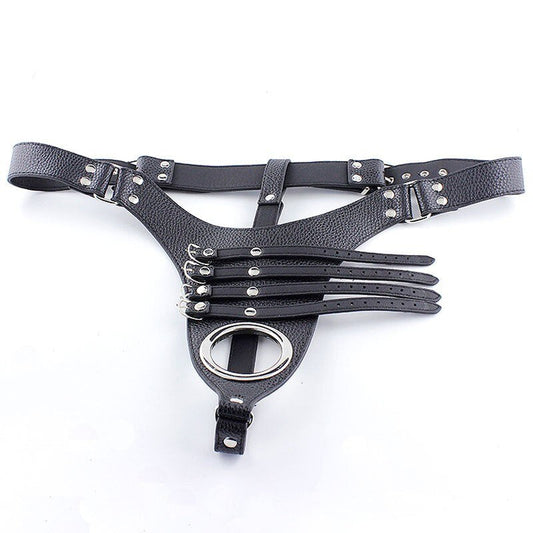 Leder BDSM Unterwäsche mit Cock Halter – Produktbild