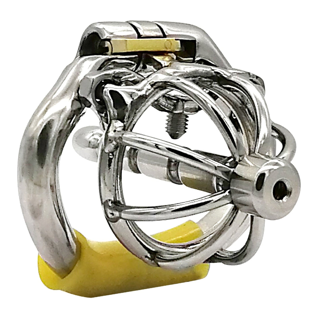 Keuschheitskäfig aus Metall mit Harnröhrenplug - S055