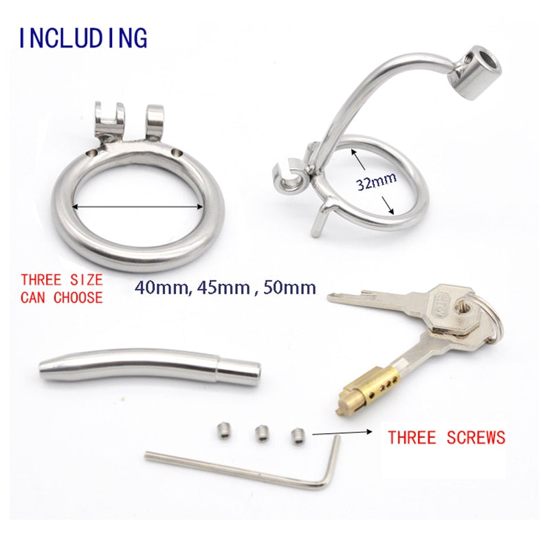Keuschheitskäfig aus Metall mit verstellbarem Harnröhrenkatheter 8 bis 12 mm, A279-P