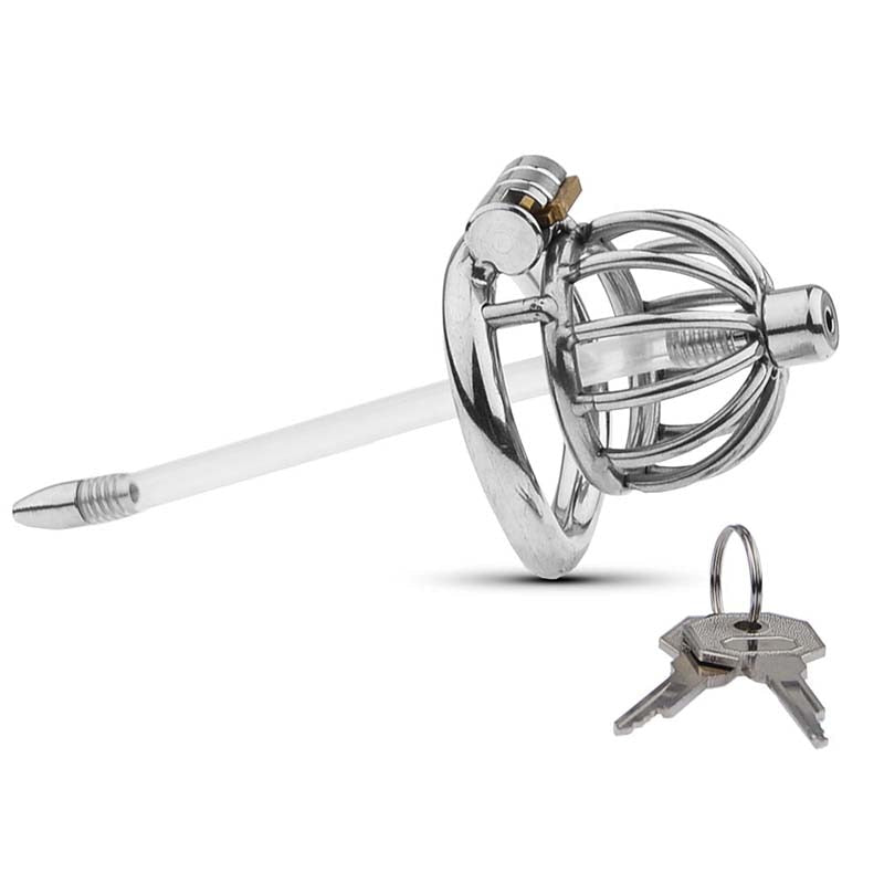 Keuschheitskäfig aus Metall mit Harnröhrenplug - UL203