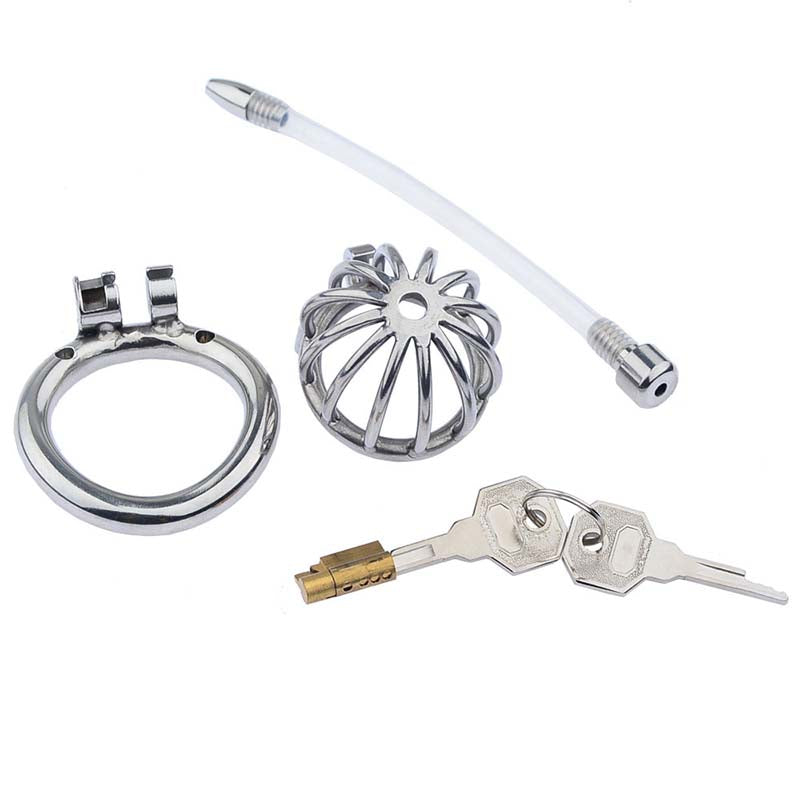 Keuschheitskäfig aus Metall mit Harnröhrenplug - UL203