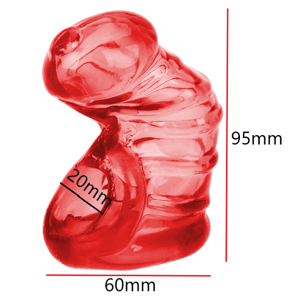 Keuschheitskäfig aus Silikon Das rote Kondom – Produktansicht 2