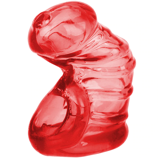 Keuschheitskäfig aus Silikon Das rote Kondom – Produktbild