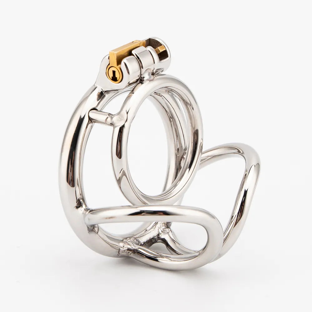 Edelstahl-Keuschheitskäfig mit Hodenring