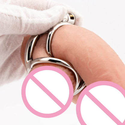 Edelstahl-Keuschheitskäfig mit Hodenring