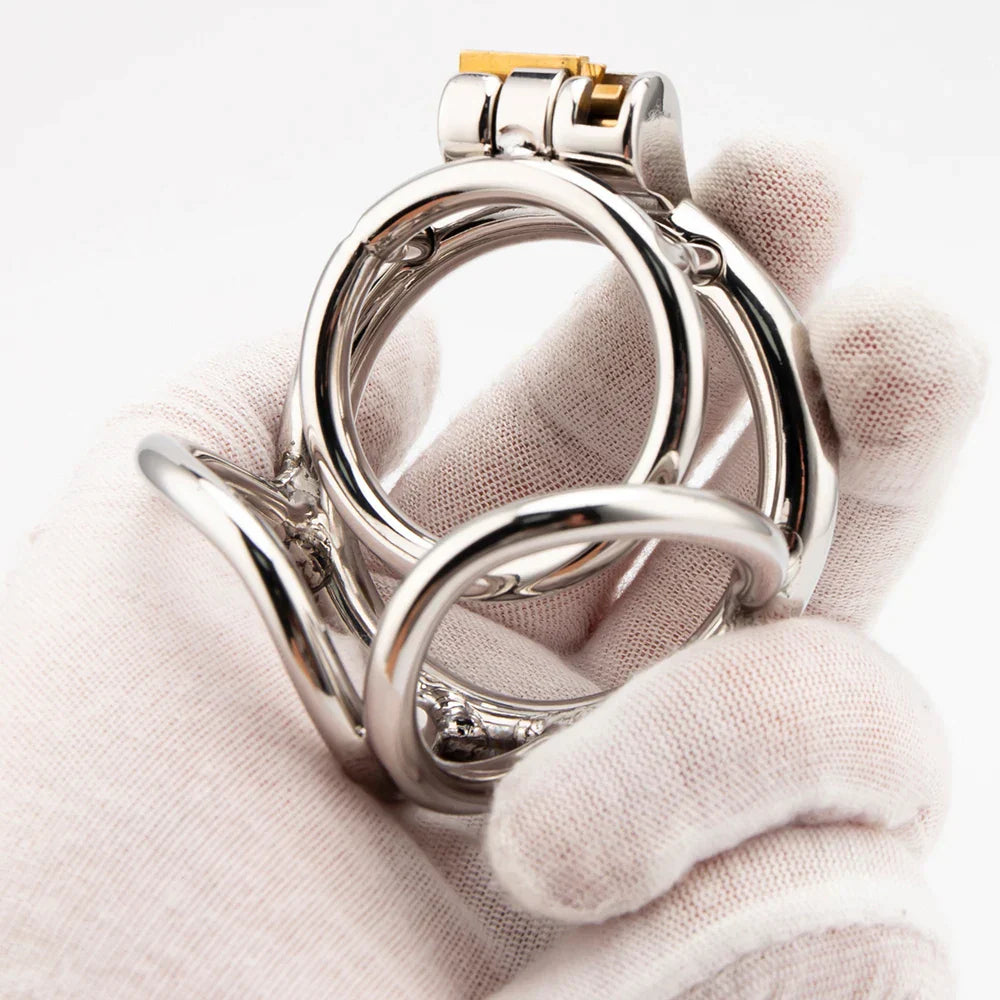 Edelstahl-Keuschheitskäfig mit Hodenring