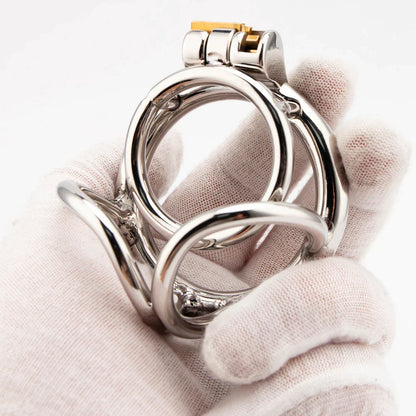 Edelstahl-Keuschheitskäfig mit Hodenring