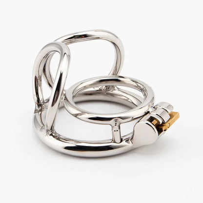 Edelstahl-Keuschheitskäfig mit Hodenring