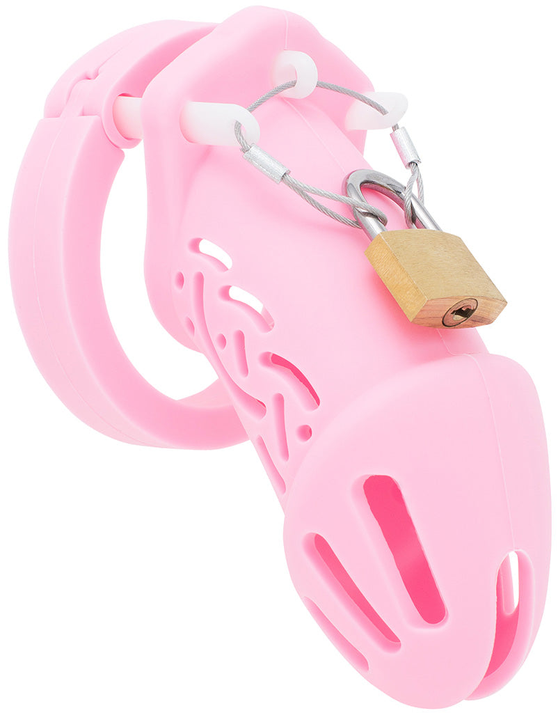 Neuer langer rosa Silikon-Keuschheitskäfig