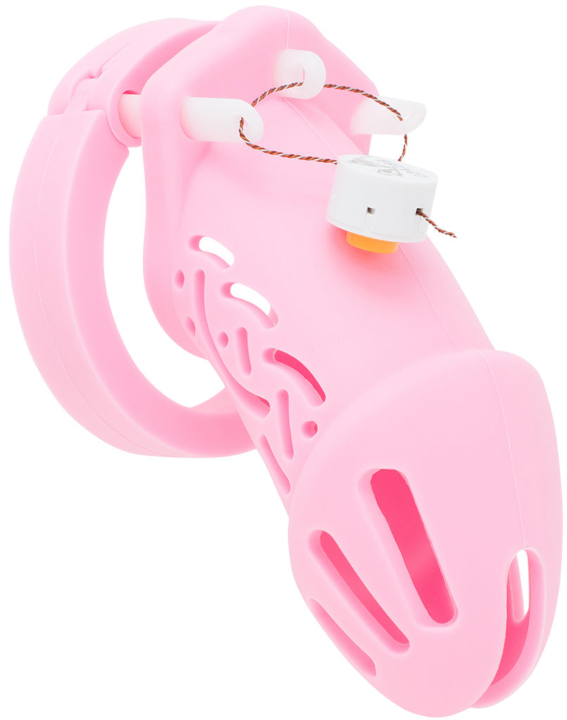 Neuer langer rosa Silikon-Keuschheitskäfig