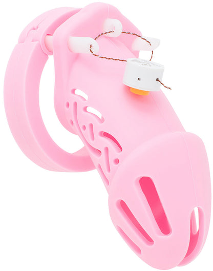 Neuer langer rosa Silikon-Keuschheitskäfig
