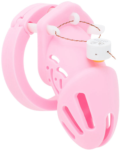 Neuer kurzer rosa Silikon-Keuschheitskäfig