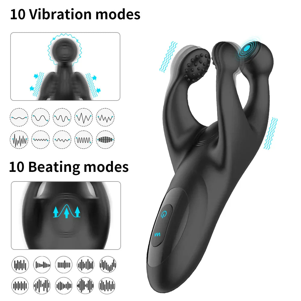 Dreiäugiger Silikon Vibrator für Hodenmassage