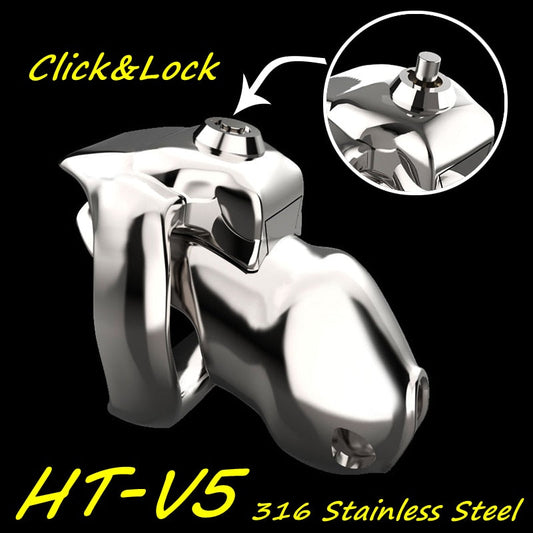 HT-V5 Click & Lock - Metall Keuschheitskäfig – Produktbild