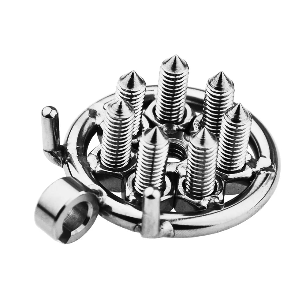 Stianless Stahl Keuschheitskäfig mit abnehmbar Nails