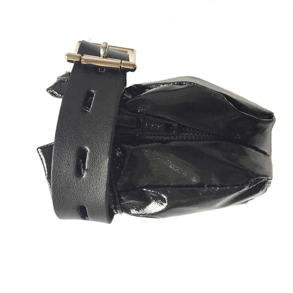 Herren Lockbare Chastity-Tasche aus schwarzem lackiertem Leder – Produktansicht 5