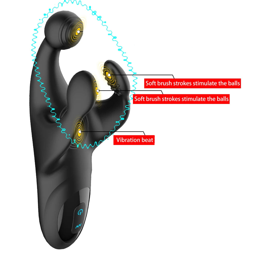 Dreiäugiger Silikon Vibrator für Hodenmassage