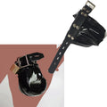 Herren Lockbare Chastity-Tasche aus schwarzem lackiertem Leder