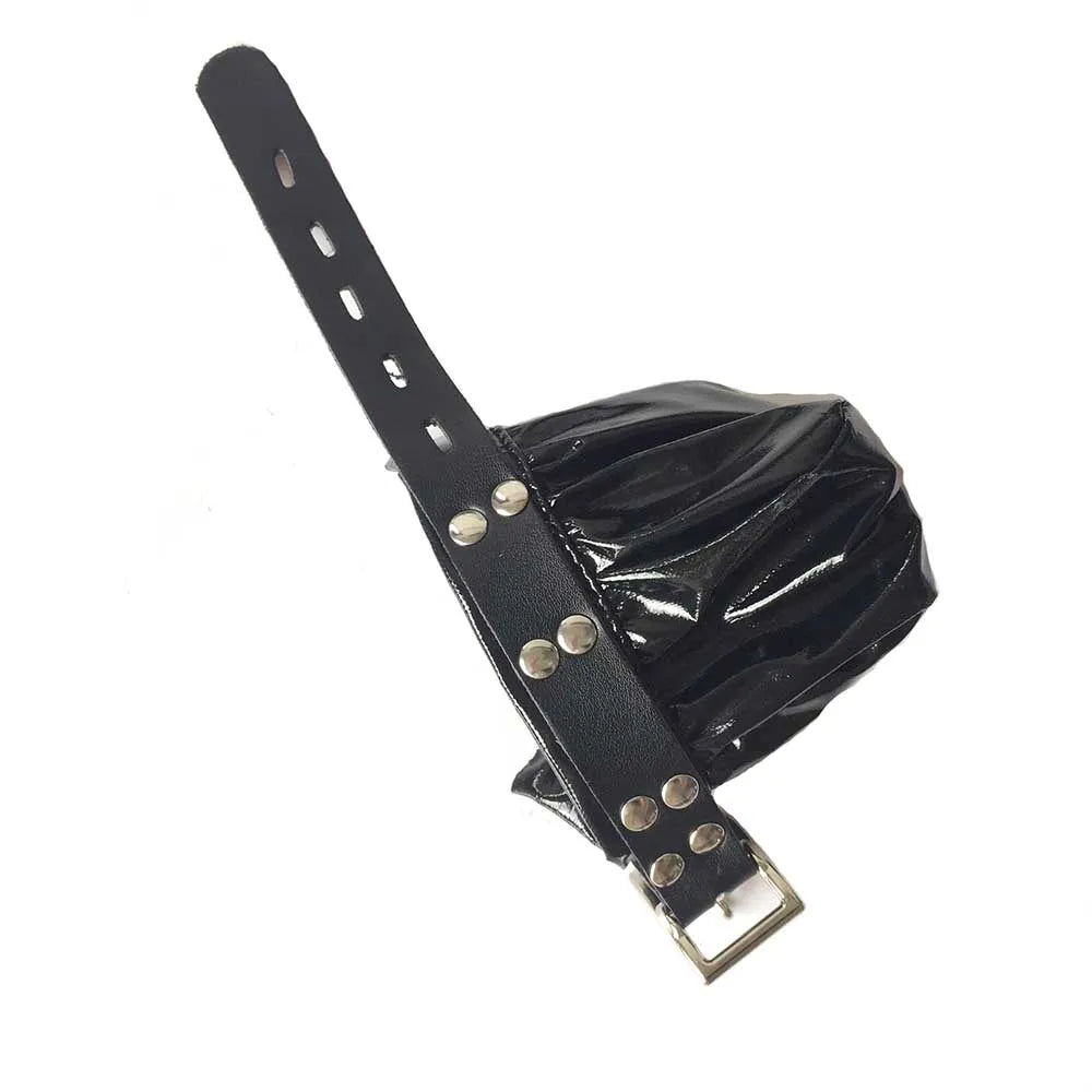 Herren Lockbare Chastity-Tasche aus schwarzem lackiertem Leder