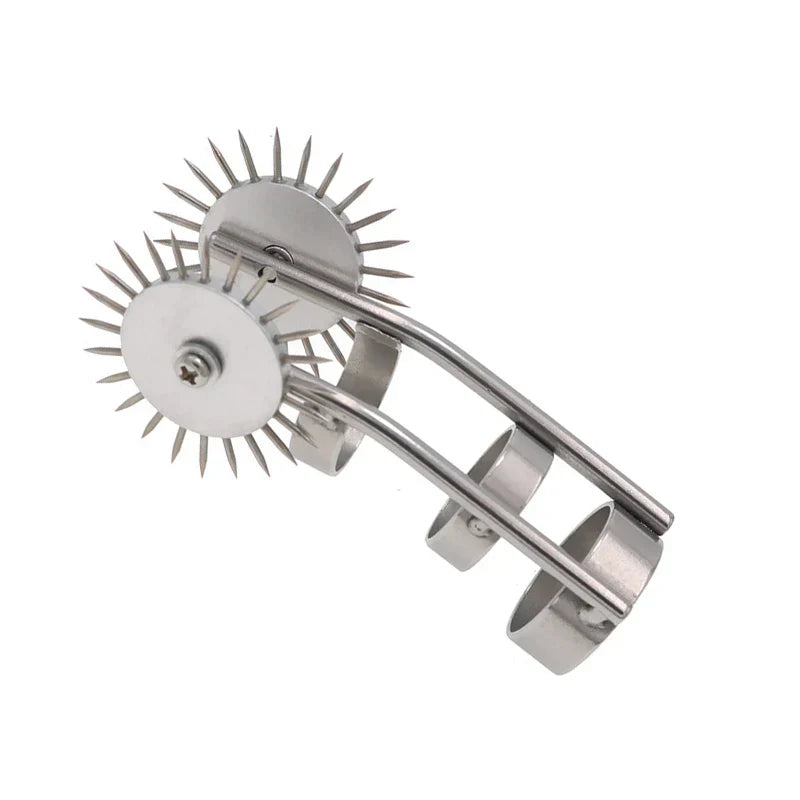 Eisenstich Doppelte Wartenberg Nadelrad Finger Spielzeug aus Edelstahl – Produktbild
