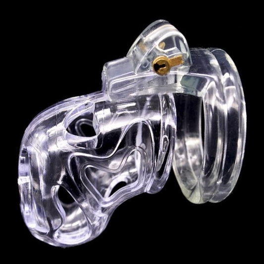 Keuschheitskäfig aus Kunststoff Clear Fire – Produktbild