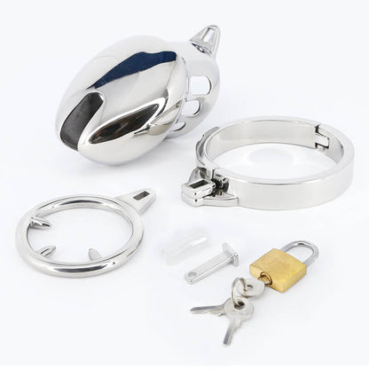 Bondage Edelstahl Keuschheitskäfig mit Spitze Ring