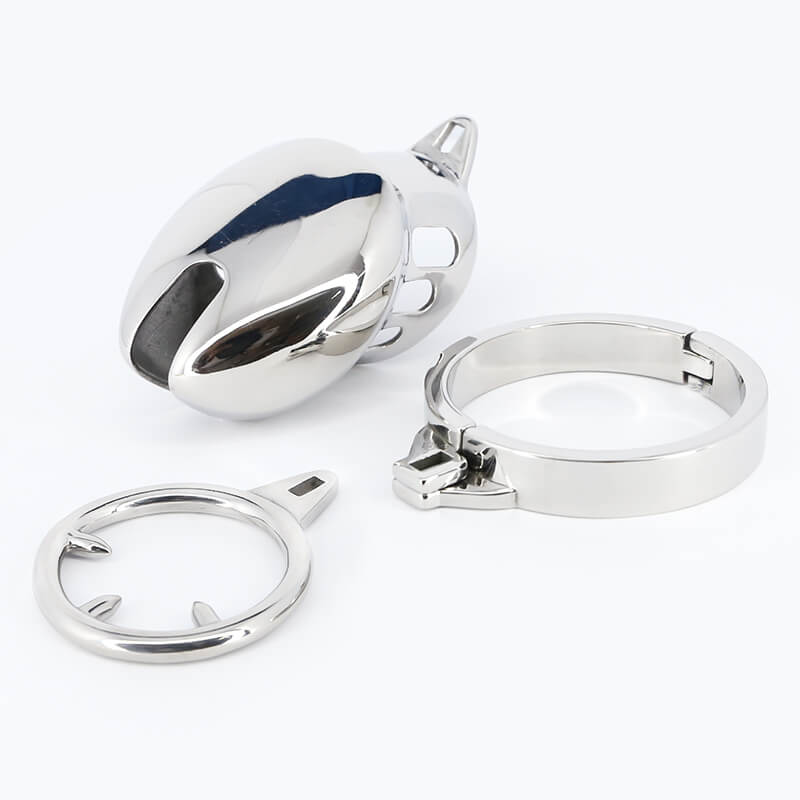 Bondage Edelstahl Keuschheitskäfig mit Spitze Ring