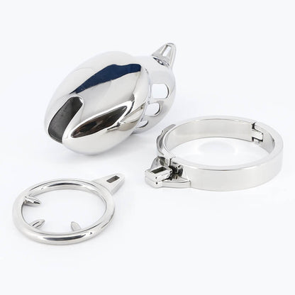 Bondage Edelstahl Keuschheitskäfig mit Spitze Ring