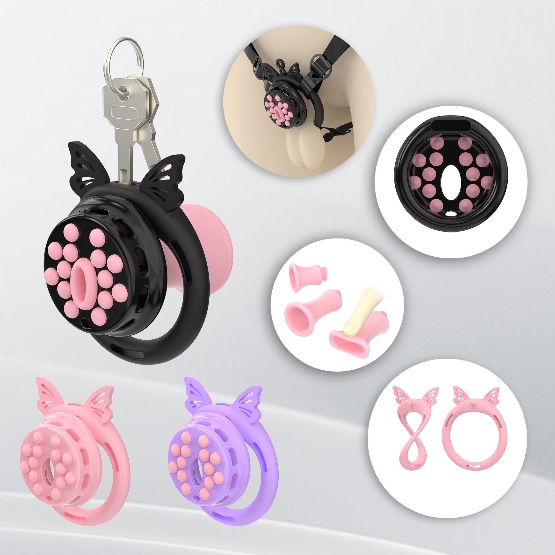 breathable-panel‌-chastity-cage-with-silicone-rings