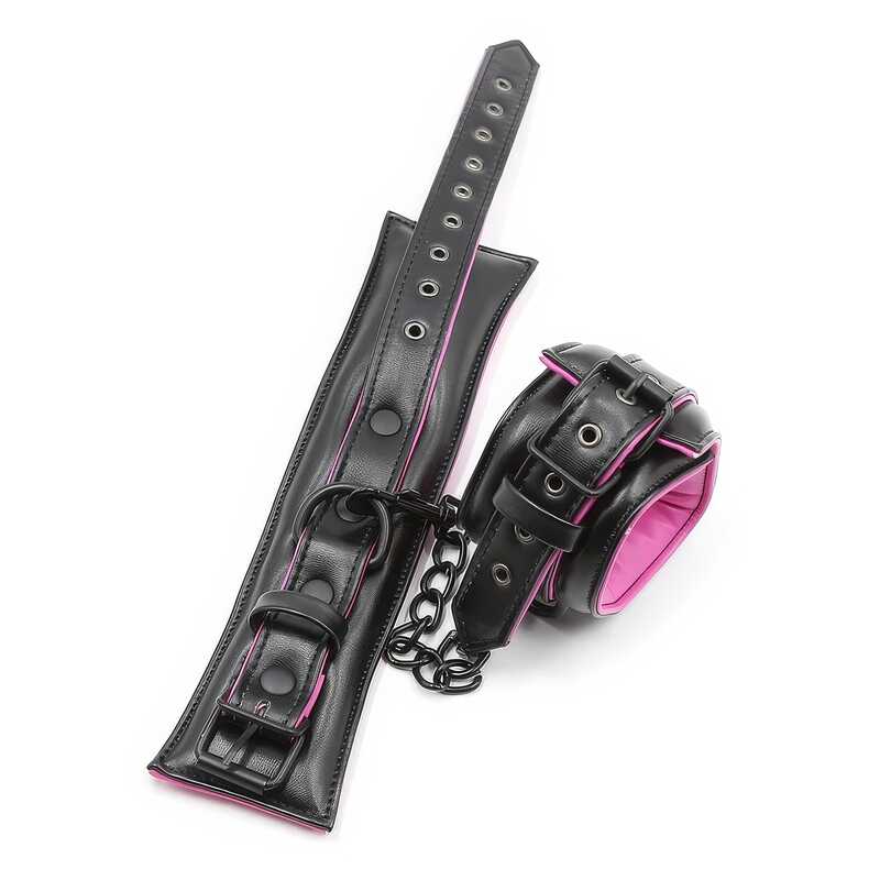 Gepolsterte Handschellen Schwarz Rosa