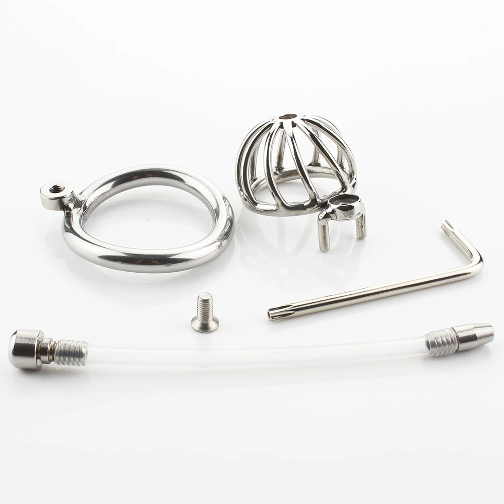 Metall Keuschheitskäfig mit Schraube und Katheter – Produktansicht 4