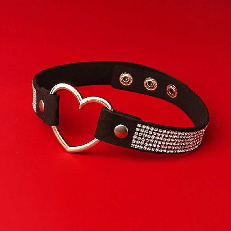 BDSM Halsband mit strasssteinen
