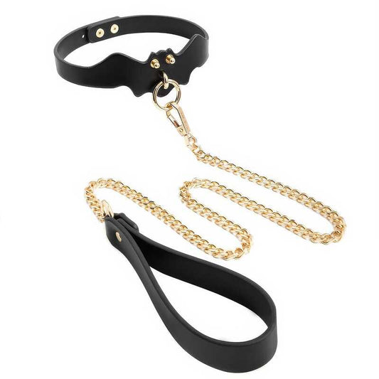 BDSM Halsband mit Gold Leine – Produktbild