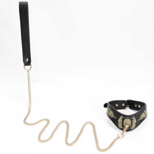 BDSM Halskette und Schnürsenkel aus vergoldetem Metall BDSM – Produktbild