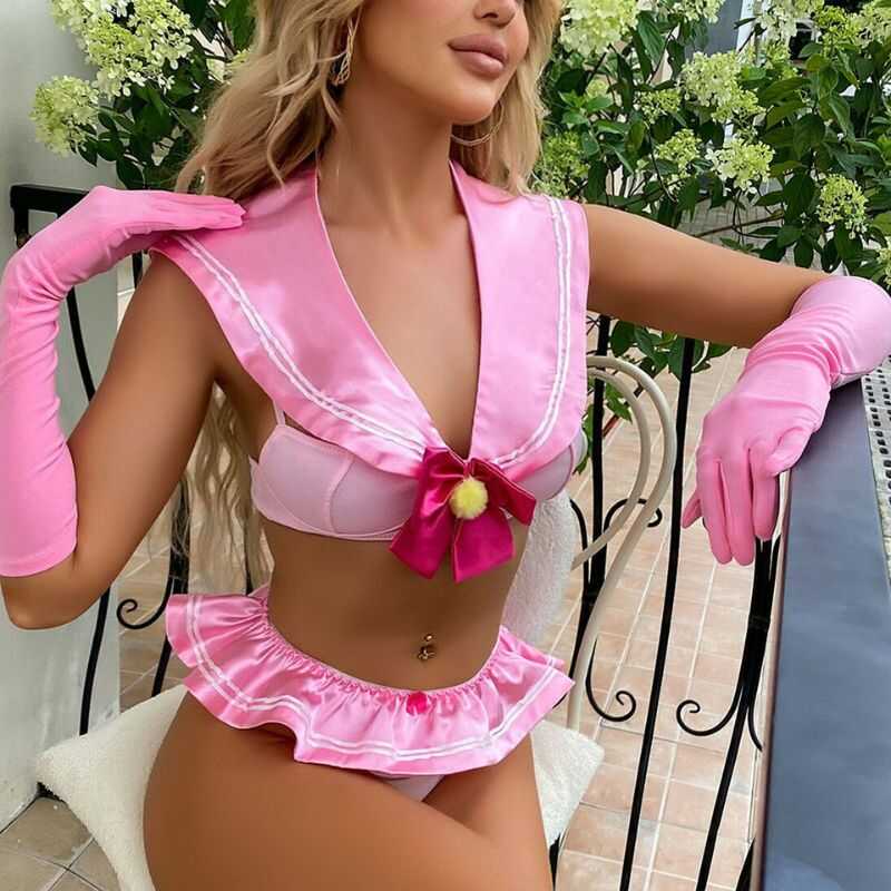 Sexy Rosa Schulmädchenkostüm