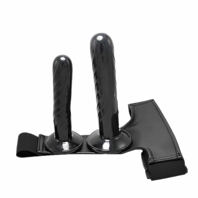 Doppelter Vibrierender Schwarzer Umschnalldildo