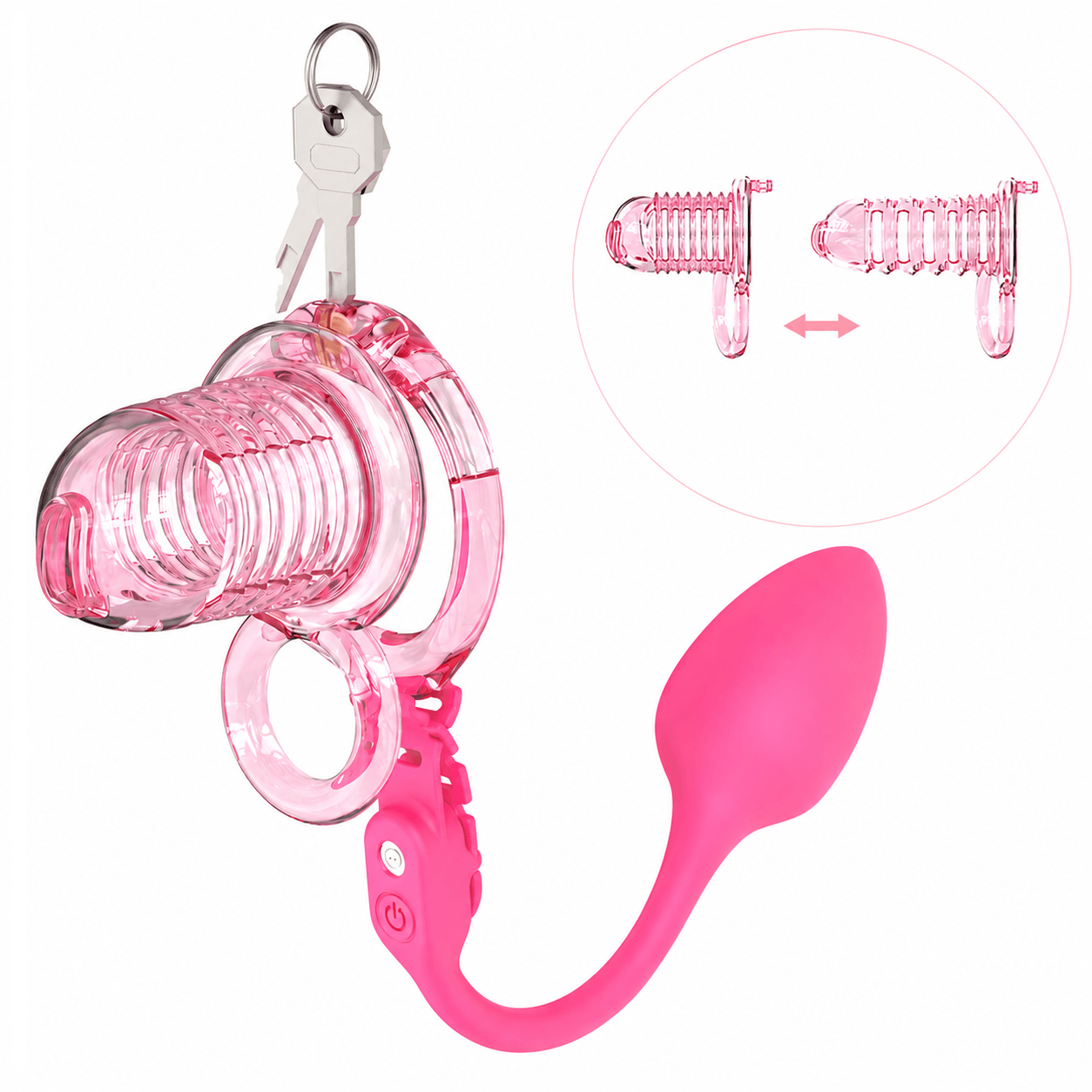 Erweiterbares Silikon Keuschheitskäfig mit Vibrationsplug